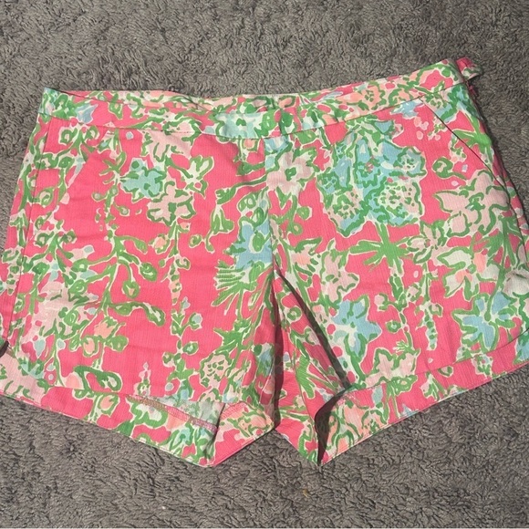 Lilly Pulitzer Pants - Lilly Pulitzer Pink Green Adie Side Zip Shorts 4